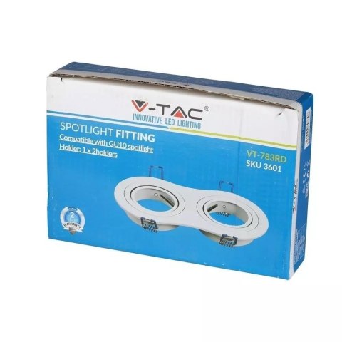 Oczko V-TAC Aluminiowe Odlew 2xGU10 Okrągłe Białe VT-783RD-WH Oczko V-TAC Aluminiowe Odlew 2xGU10 Okrągłe Białe VT-783RD-WH