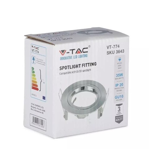 Oczko V-TAC Aluminiowe Odlew GU10 Okrągłe Satyna VT-774-SN Oczko V-TAC Aluminiowe Odlew GU10 Okrągłe Satyna VT-774-SN