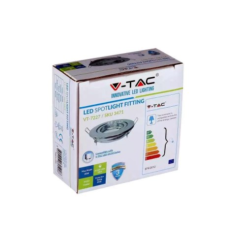 Oczko V-TAC GU10 Okrągłe Ruchome Chrom VT-7227RD-SS Oczko V-TAC GU10 Okrągłe Ruchome Chrom VT-7227RD-SS