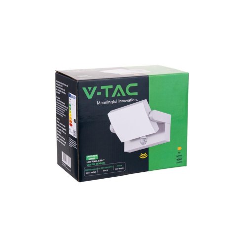 Projektor Oprawa Elewacyjna V-TAC 17W LED Czujnik Ruchu Biała IP65 VT-11020S 3000K 2520lm