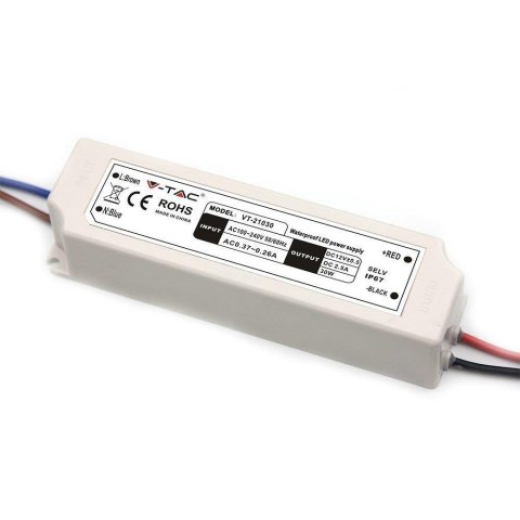 Zasilacz LED V-TAC 30W 12V 2.5A IP67 Hermetyczny Filtr EMI VT-21030 Zasilacz LED V-TAC 30W 12V 2.5A IP67 Hermetyczny Filtr EMI VT-21030