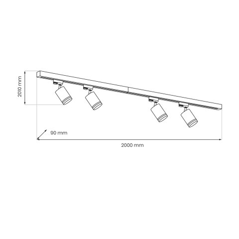 Zestaw Szynoprzewód 4xPipe Ring GU10 + Prowadnica 2x1m + Złączki - Czarny