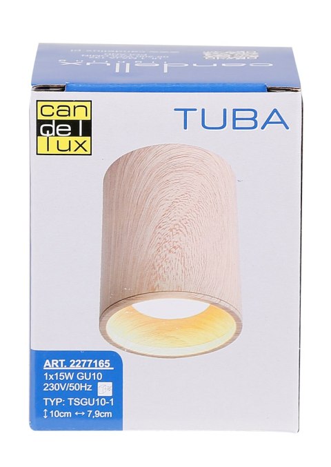 TUBA LAMPA SUFITOWA 1X15W GU10 7,9/10 DREWNIANY TUBA LAMPA SUFITOWA 1X15W GU10 7,9/10 DREWNIANY