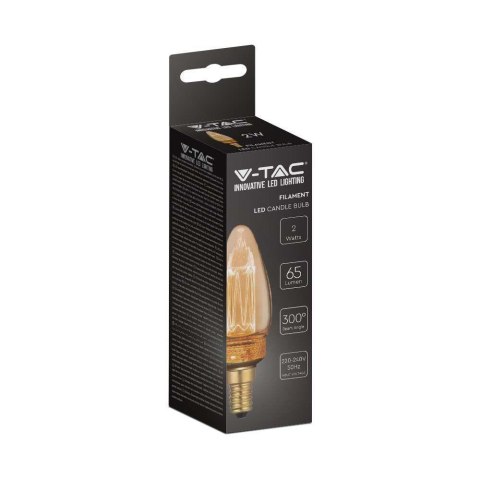 Żarówka LED V-TAC 2W EDISON RETRO Świeczka E14 Bursztynowa VT-2152 1800K 65lm