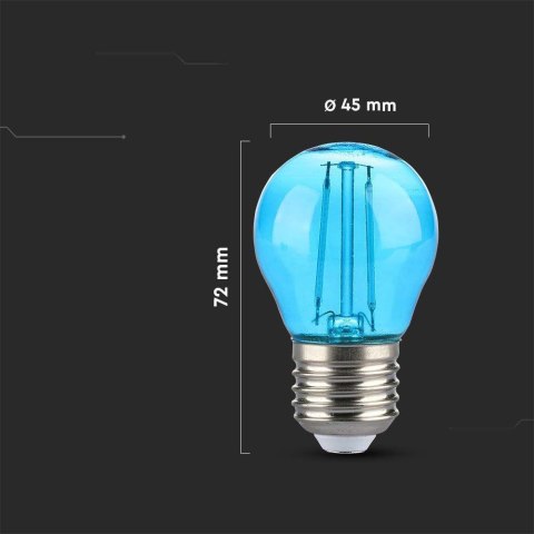 Żarówka LED V-TAC 2W Filament E27 Kulka G45 Kolor VT-2132 Kolor Niebieski 60lm Żarówka LED V-TAC 2W Filament E27 Kulka G45 Kolor VT-2132 Kolor Niebieski 60lm
