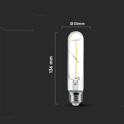 Żarówka LED V-TAC 2W T30 E27 Filament 30x136mm VT-2042-N 3000K 200lm Żarówka LED V-TAC 2W T30 E27 Filament 30x136mm VT-2042-N 3000K 200lm