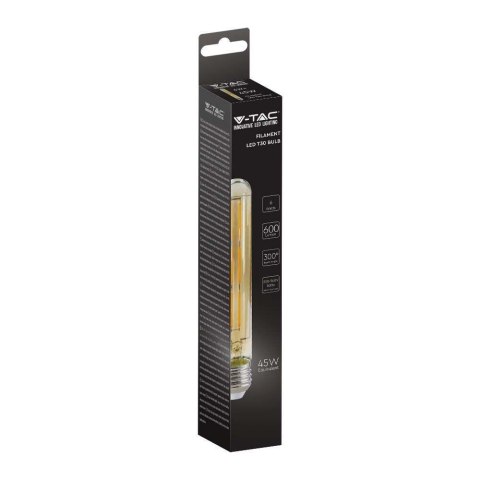 Żarówka LED V-TAC 6W T30 E27 Filament Bursztyn 30x185mm VT-2006-N 2200K 600lm Żarówka LED V-TAC 6W T30 E27 Filament Bursztyn 30x185mm VT-2006-N 2200K 600lm