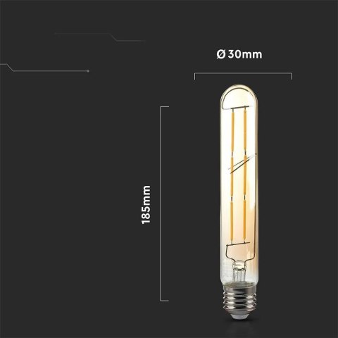 Żarówka LED V-TAC 6W T30 E27 Filament Bursztyn 30x185mm VT-2006-N 2200K 600lm Żarówka LED V-TAC 6W T30 E27 Filament Bursztyn 30x185mm VT-2006-N 2200K 600lm