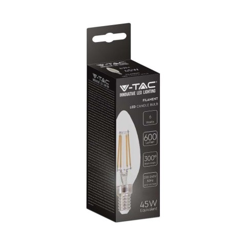 Żarówka LED V-TAC V-TAC 6W Filament E14 Świeczka VT-2127 4000K 600lm Żarówka LED V-TAC V-TAC 6W Filament E14 Świeczka VT-2127 4000K 600lm