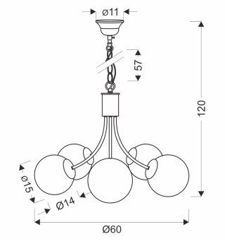 Lampa wisząca Dani 5x40W E14 mosiądz, biały klosz, elegancka oprawa sufitowa do salonu, styl klasyczny i nowoczesny, pięć punktó