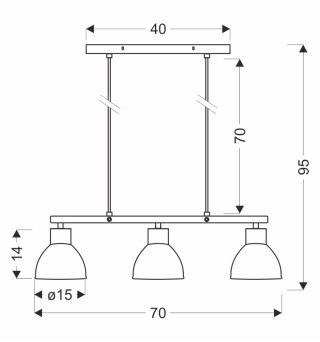 Lampa wisząca INEZZ 3x60W E27 czarna, nowoczesna oprawa sufitowa z trzema kloszami do salonu, jadalni lub kuchni, styl loft i in