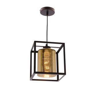 Lampa wisząca LURI 1x40W E27 czarna ze złotym kloszem, nowoczesna lampa sufitowa do salonu, kuchni lub jadalni, elegancki minima