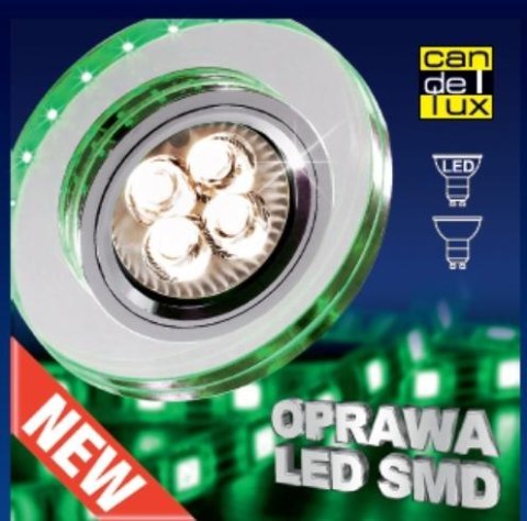 OPRAWA STROPOWA SS-23 CH/TR+GR GU10 50W+LED SMD 230V ZIELONY 2,1W CHROM STAŁA OK