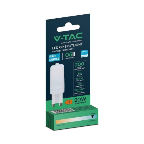 Żarówka LED V-TAC SAMSUNG CHIP 2.2W G9 VT-11033 3000K 200lm 5 Lat Gwarancji Żarówka LED V-TAC SAMSUNG CHIP 2.2W G9 VT-11033 3000K 200lm 5 Lat Gwarancji