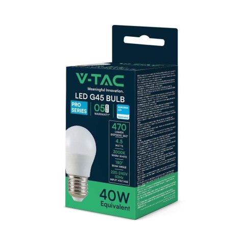 Żarówka LED V-TAC SAMSUNG CHIP 4,5W E27 G45 Kulka 6500K 470lm 5 Lat Gwarancji Żarówka LED V-TAC SAMSUNG CHIP 4,5W E27 G45 Kulka 6500K 470lm 5 Lat Gwarancji