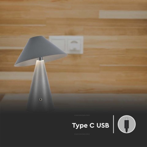 Lampka Biurkowa Nocna V-TAC 3W LED 24cm Ładowanie USB Ściemnianie Szara VT-1051 3000K-6000K 200lm Lampka Biurkowa Nocna V-TAC 3W LED 24cm Ładowanie USB Ściemnianie Szara VT-1051 3000K-6000K 200lm