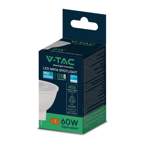Żarówka LED V-TAC SAMSUNG CHIP 6W GU5.3 MR16 12V 110st VT-257 4000K 455lm 5 Lat Gwarancji Żarówka LED V-TAC SAMSUNG CHIP 6W GU5.3 MR16 12V 110st VT-257 4000K 455lm 5 Lat Gwarancji