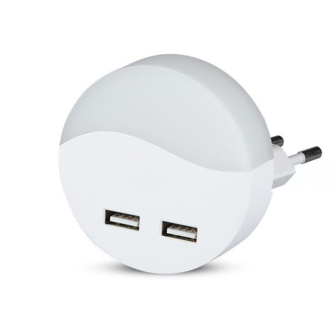 Lampka Nocna do Gniazdka LED z USB V-TAC SAMSUNG CHIP Okrągła VT-84-RD 4000K 10lm Lampka Nocna do Gniazdka LED z USB V-TAC SAMSUNG CHIP Okrągła VT-84-RD 4000K 10lm