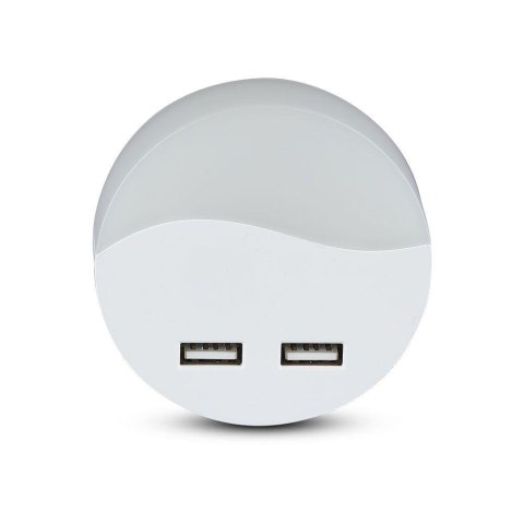 Lampka Nocna do Gniazdka LED z USB V-TAC SAMSUNG CHIP Okrągła VT-84-RD 4000K 10lm Lampka Nocna do Gniazdka LED z USB V-TAC SAMSUNG CHIP Okrągła VT-84-RD 4000K 10lm