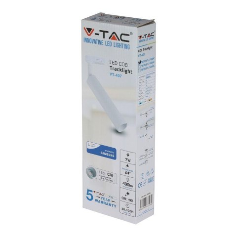Oprawa 7W LED V-TAC Szynosystem 3F SAMSUNG CHIP CRI90+ Biała VT-407 4000K 420lm 5 Lat Gwarancji Oprawa 7W LED V-TAC Szynosystem 3F SAMSUNG CHIP CRI90+ Biała VT-407 4000K 420lm 5 Lat Gwarancji