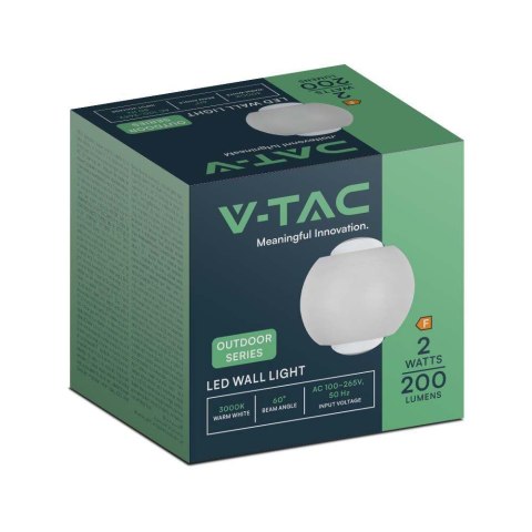 Oprawa Ścienna Góra Dół V-TAC 2W LED IP54 Biała VT-2502 4000K 200lm Oprawa Ścienna Góra Dół V-TAC 2W LED IP54 Biała VT-2502 4000K 200lm