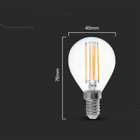Żarówka LED V-TAC 6W Filament E14 Kulka P45 VT-2466 6500K 600lm Żarówka LED V-TAC 6W Filament E14 Kulka P45 VT-2466 6500K 600lm