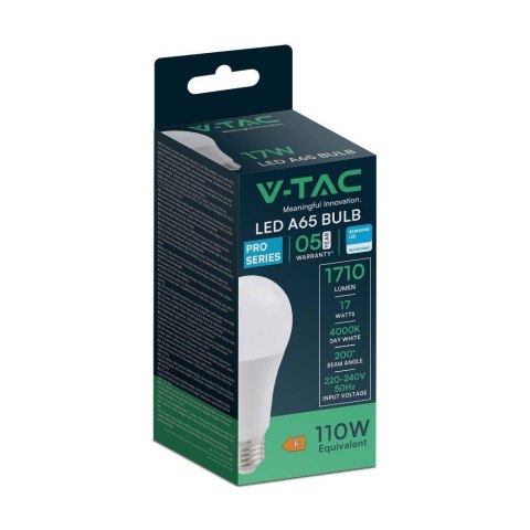 Żarówka LED V-TAC SAMSUNG CHIP 17W E27 A65 VT-21017 4000K 1710lm Żarówka LED V-TAC SAMSUNG CHIP 17W E27 A65 VT-21017 4000K 1710lm