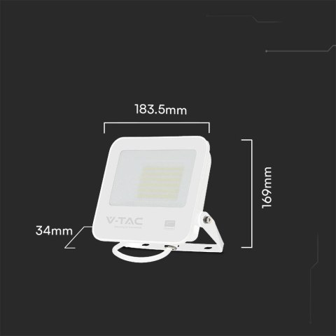 Projektor LED V-TAC 50W SAMSUNG CHIP PRO-S Biały VT-44055 4000K 4270lm 5 Lat Gwarancji
