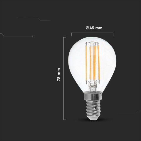 Żarówka LED Filament V-TAC 4W Kulka P45 E14 3xKlik Ściemnialna VT-2604 3000K 400lm Żarówka LED Filament V-TAC 4W Kulka P45 E14 3xKlik Ściemnialna VT-2604 3000K 400lm