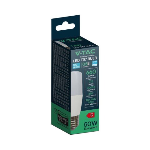 Żarówka LED V-TAC SAMSUNG CHIP 7,5W E27 T37 VT-237 4000K 660lm 5 Lat Gwarancji Żarówka LED V-TAC SAMSUNG CHIP 7,5W E27 T37 VT-237 4000K 660lm 5 Lat Gwarancji