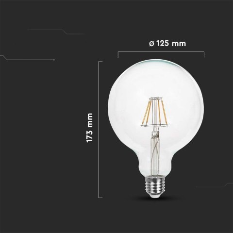 Żarówka LED V-TAC 12W Filament E27 Kula Glob G125 VT-2143 3000K 1521lm