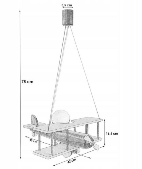 Lampa wisząca Samolot duży biało-naturalny
