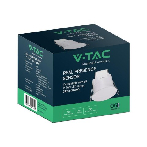Czujnik Ruchu Obecności V-TAC Wpuszczany Sufitowy 360st fi76 600W Biały VT-81013 5 Lat Gwarancji Czujnik Ruchu Obecności V-TAC Wpuszczany Sufitowy 360st fi76 600W Biały VT-81013 5 Lat Gwarancji