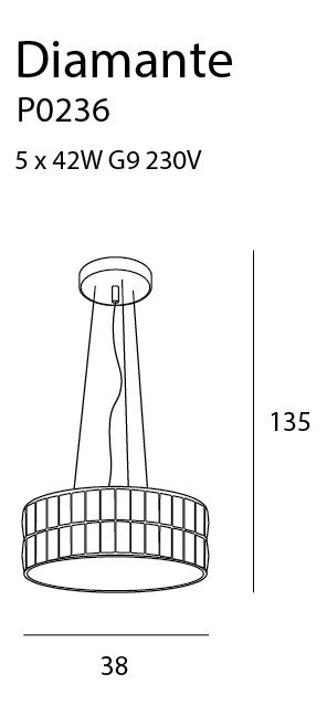 MAXLIGHT P0236 LAMPA WISZĄCA DIAMANTE MAŁA 38 cm MAXLIGHT P0236 LAMPA WISZĄCA DIAMANTE MAŁA 38 cm