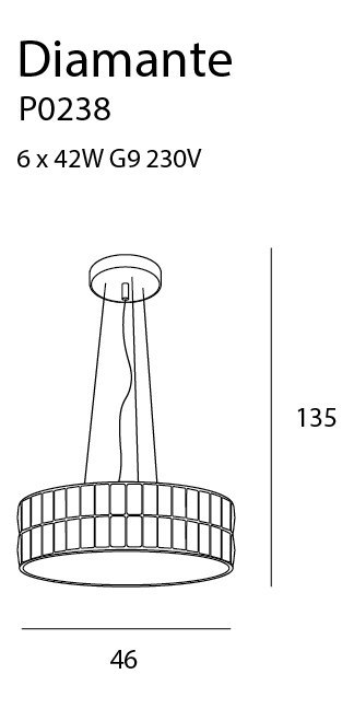 MAXLIGHT P0238 LAMPA WISZĄCA DIAMANTE DUŻA 46 cm MAXLIGHT P0238 LAMPA WISZĄCA DIAMANTE DUŻA 46 cm
