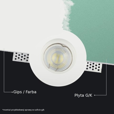 Oczko V-TAC GIPS GU10 Wpuszczane Okrągłe 132x132 Białe VT-772 Oczko V-TAC GIPS GU10 Wpuszczane Okrągłe 132x132 Białe VT-772