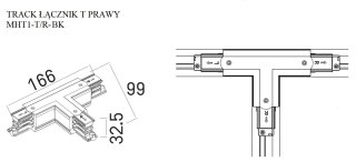 MAXLIGHT MHT1-T/R-BK TRACK ŁĄCZNIK T" prawy czarny"