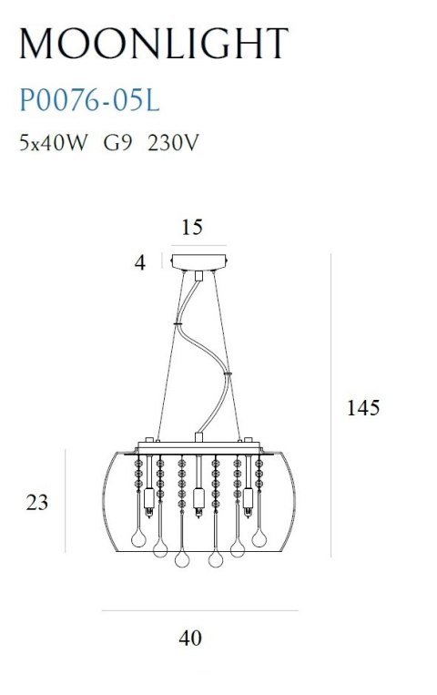 MAXLIGHT P0076-05L LAMPA WISZĄCA MOONLIGHT MAXLIGHT P0076-05L LAMPA WISZĄCA MOONLIGHT