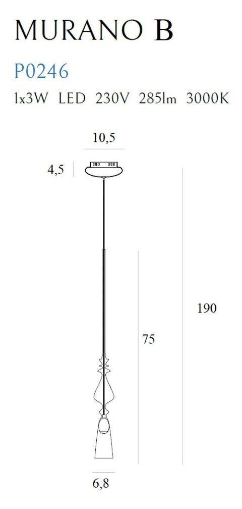 MAXLIGHT P0246 LAMPA WISZĄCA MURANO B MAXLIGHT P0246 LAMPA WISZĄCA MURANO B