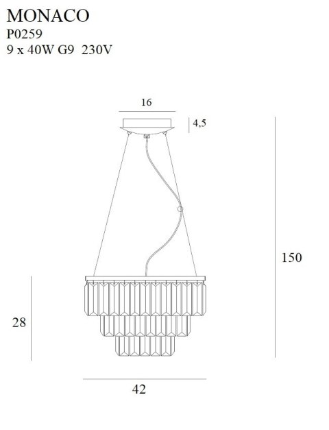 MAXLIGHT P0259 LAMPA WISZĄCA MONACO Ø 42 cm MAXLIGHT P0259 LAMPA WISZĄCA MONACO Ø 42 cm