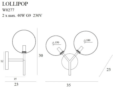 MAXLIGHT W0277 KINKIET LOLLIPOP BLACK MAXLIGHT W0277 KINKIET LOLLIPOP BLACK