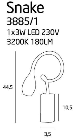 MAXLIGHT 3885/1 SNAKE KINKIET, 3W MAXLIGHT 3885/1 SNAKE KINKIET, 3W