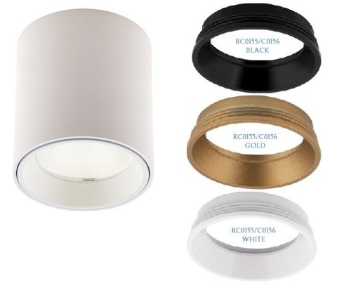 MAXLIGHT C0155 LAMPA SUFITOWA TUB OKRĄGŁY BIAŁY+ PIERŚCIEŃ OZDOBNY BIAŁY RC0155/C0156 WHITE