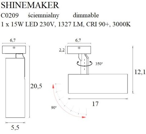 MAXLIGHT C0209 LAMPA SUFITOWA SHINEMAKER BIAŁA- ŚCIEMNIALNA