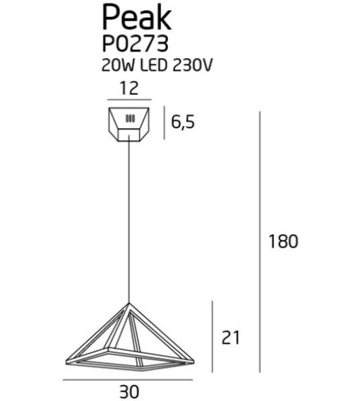 MAXLIGHT P0273 LAMPA WISZĄCA PEAK S CHROME, 20W MAXLIGHT P0273 LAMPA WISZĄCA PEAK S CHROME, 20W