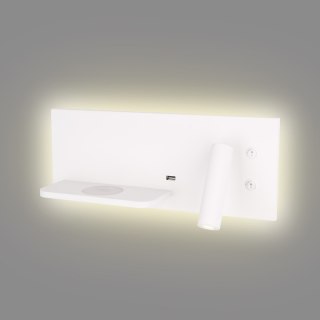 MAXLIGHT W0291L KINKIET SUPERIOR Z GNIAZDEM USB I ŁADOWARKĄ INDUKCYJNĄ BIAŁY