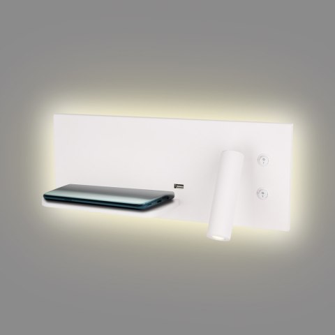 MAXLIGHT W0291L KINKIET SUPERIOR Z GNIAZDEM USB I ŁADOWARKĄ INDUKCYJNĄ BIAŁY