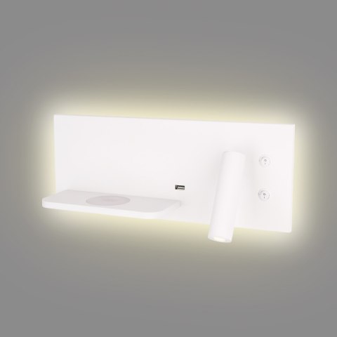MAXLIGHT W0291L KINKIET SUPERIOR Z GNIAZDEM USB I ŁADOWARKĄ INDUKCYJNĄ BIAŁY