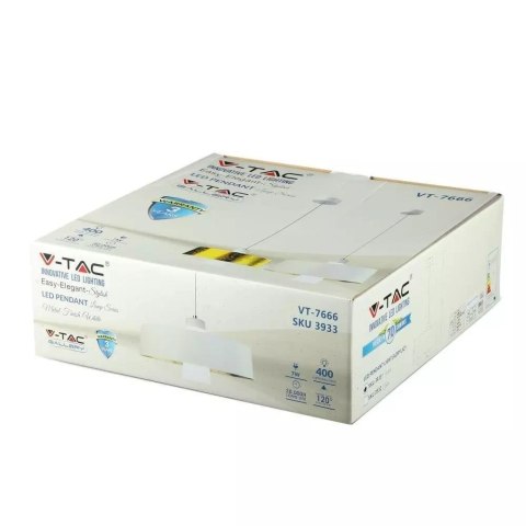 Oprawa Zwieszana LED V-TAC 7W (Akryl) Biały 340x190mm VT-7666-WH 4000K 400lm 3 Lata Gwarancji Oprawa Zwieszana LED V-TAC 7W (Akryl) Biały 340x190mm VT-7666-WH 4000K 400lm 3 Lata Gwarancji