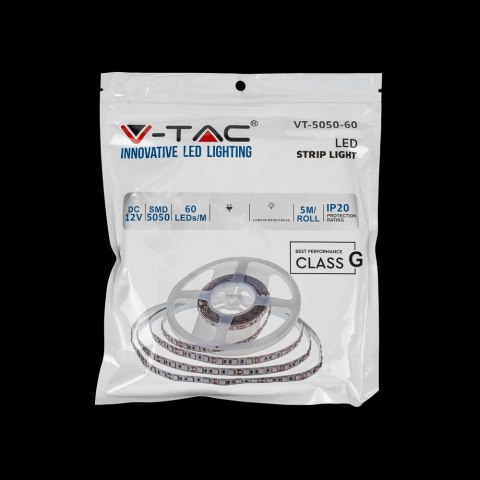 Taśma LED V-TAC SMD5050 300LED IP20 11W/m VT-5050 60-IP20-11 Kolor Niebieski Taśma LED V-TAC SMD5050 300LED IP20 11W/m VT-5050 60-IP20-11 Kolor Niebieski